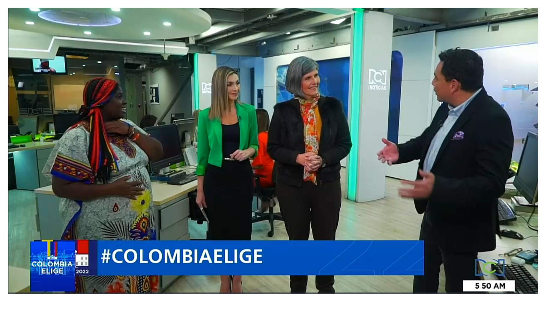 Visitando el segmento Candidatos en la Sala de Redacción de RCN Tv. Fuente: RCN Televisión  03/08/2022