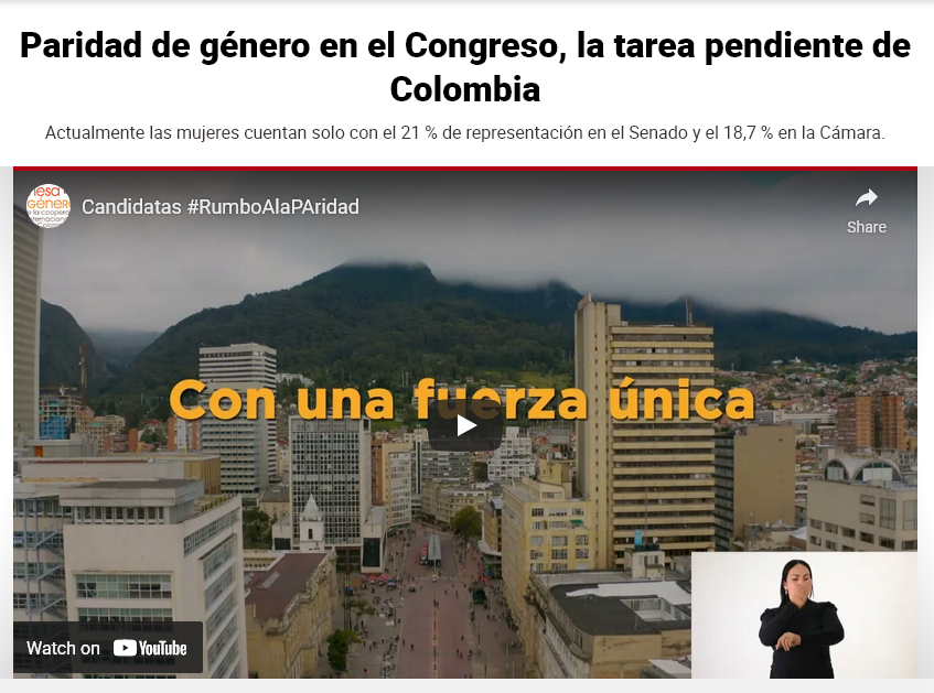 Paridad de género en el Congreso, la tarea pendiente de Colombia. Fuente: ElHeraldo.co 03/07/2022